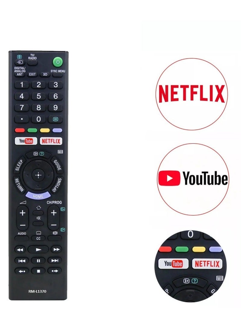 HuHa RM-L1370 Replacement Remote Control Use For Sony Smart LCD LED TV Black