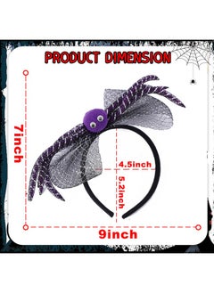 HOXIEYA Spider Web Halloween Headband Spider Headbands Halloween Hairband - Cute Spider With Mesh Design Hair Hopp For Women Halloween Party Decorations Costumes Supplies- Purple 