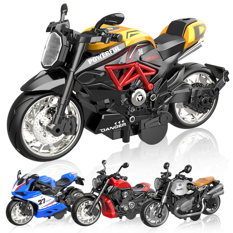 MLcnleS 112 Alloy DieCasting Motorcycle Model 4 in 1 ValueAdded Playsets Toy Car Motorcycle Collection Gift for Kids 3 4 5 6 7 8 9 Years Old - Image 3