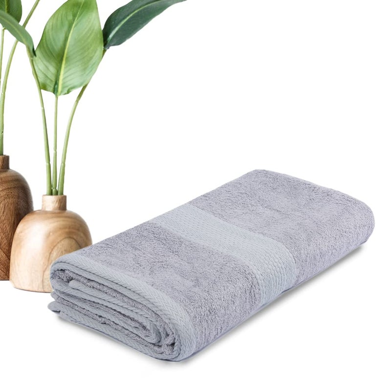 BePlush Bamboo Towels for Bath Ultra Soft Highly Absorbent Quick Dry Anti Bacterial Bamboo Bath Towel for Men Women 450 GSM 27 x 55 Inches 1 Grey