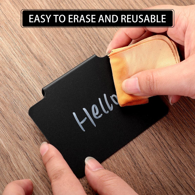 Chinco 32 Pieces Basket Labels Clip Set, Include 30 Pieces Kitchen Clip Label Holder Removable PVC Bin with 2 Pieces Chalk Marker for Basket Pantry Organization Box (Black Label Clip, White Pen) - Image 4