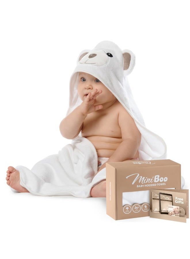 Miniboo Premium Ultra Soft Organic Bamboo Baby Hooded Towel with Unique Design – Antibacterial and Hypoallergenic Baby Towels for Infant and Toddler – Suitable as Baby Gifts - Image 1