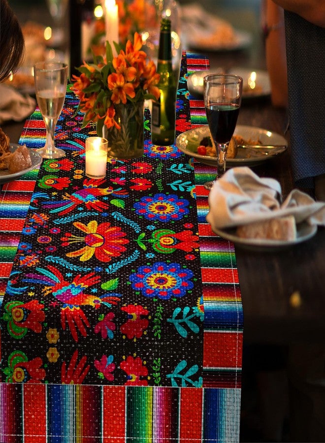 Kreyfer Mexican Table Runner 72 x 13 Inch – Fiesta Serape Floral Bird Table Decor for Cinco de Mayo, Southwestern Boho Dining Table Cloth for Kitchen Parties and Mexican Themed Events - Image 3