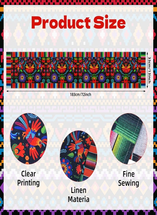 Kreyfer Mexican Table Runner 72 x 13 Inch – Fiesta Serape Floral Bird Table Decor for Cinco de Mayo, Southwestern Boho Dining Table Cloth for Kitchen Parties and Mexican Themed Events - Image 2