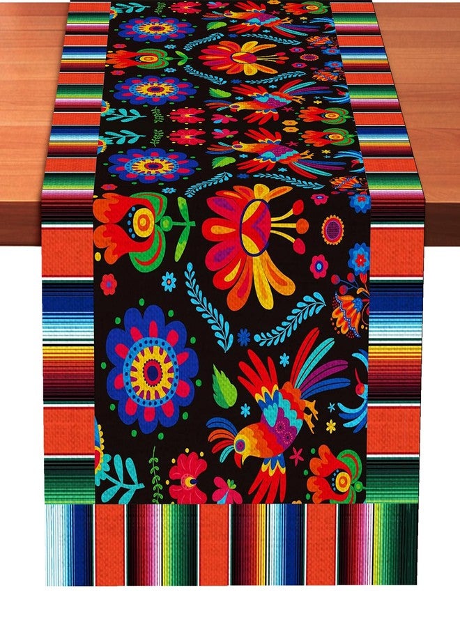 Kreyfer Mexican Table Runner 72 x 13 Inch – Fiesta Serape Floral Bird Table Decor for Cinco de Mayo, Southwestern Boho Dining Table Cloth for Kitchen Parties and Mexican Themed Events - Image 1