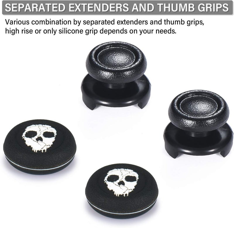 PlayRealm FPS Thumbstick Extender & Printing Rubber Silicone Grip Cover 2 Sets for PS5 Dualsenese & PS4 Controller (Ghost) - Image 3