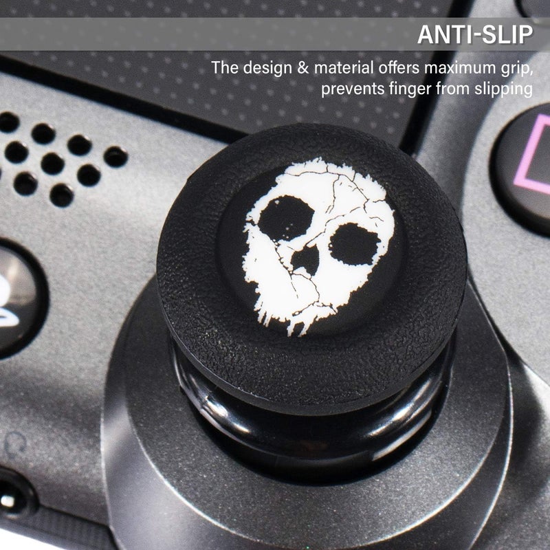 PlayRealm FPS Thumbstick Extender & Printing Rubber Silicone Grip Cover 2 Sets for PS5 Dualsenese & PS4 Controller (Ghost) - Image 5