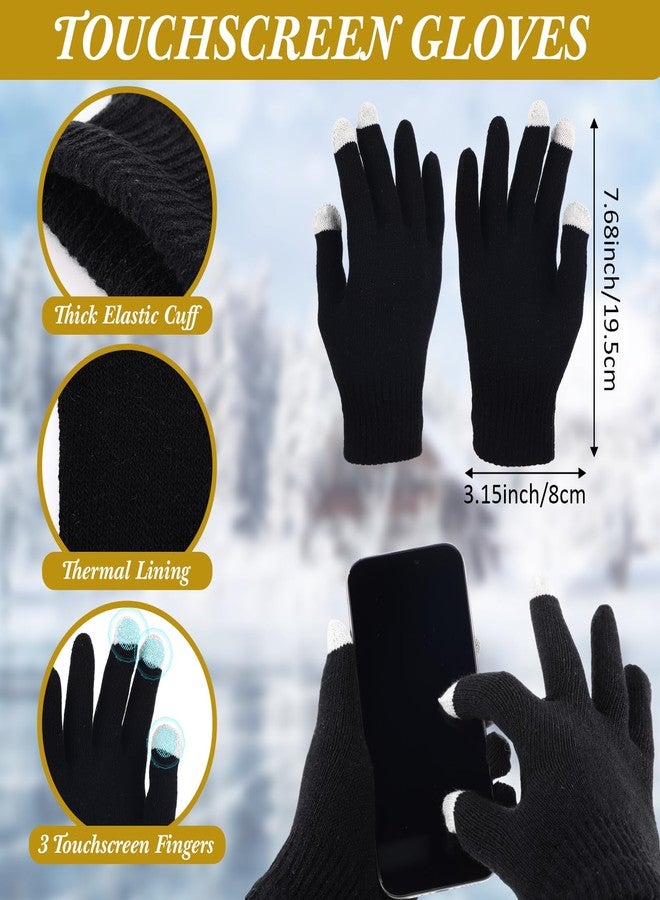 ShinyMatch 90 Pcs Hats Scarves Gloves Supplies Bulk Winter Beanie Hats Black Grey Grids Scarves Touchscreen Gloves Gift - Image 3
