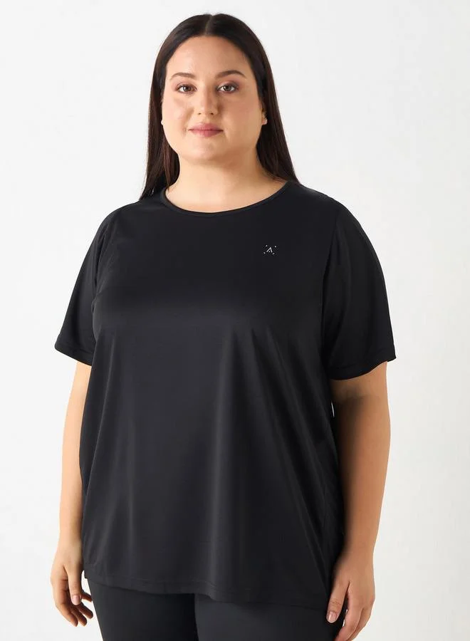 ADOT by Splash Round Neck T-shirt with Short Sleeves