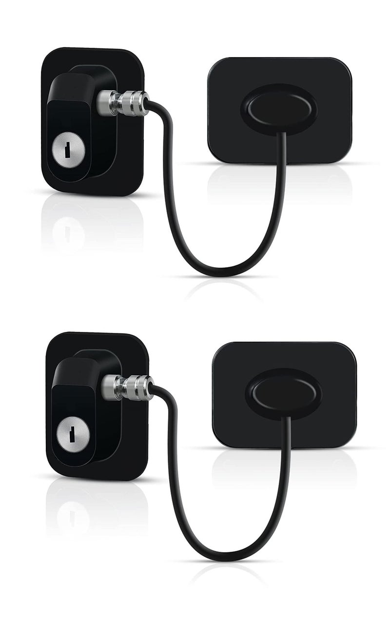 BAREPEPE Child Safety Device Refrigerator Door Lock With 2 Keys & Adhesives|Cabinet Restrictor Cable For Baby & Toddler|Lock For Cupboards|Drawers|Fridge|Wardrobe (Pack Of 2)|Black - Image 1