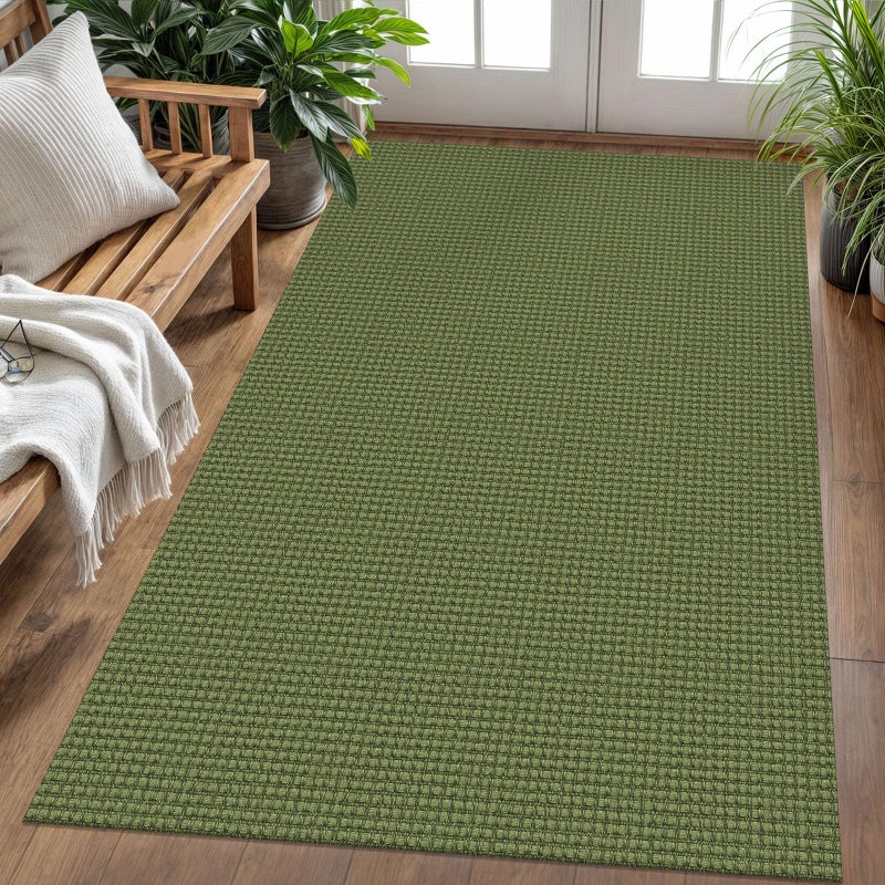 KOZYFLY Washable Area Rug 4x6 ft Non Slip Rubber Backed Living Room Rugs Braided Woven Cotton Kitchen Rugs Indoor Entryway Rug Floor Carpet for Dining Living Room Bedroom Bright GreenEarthy Green