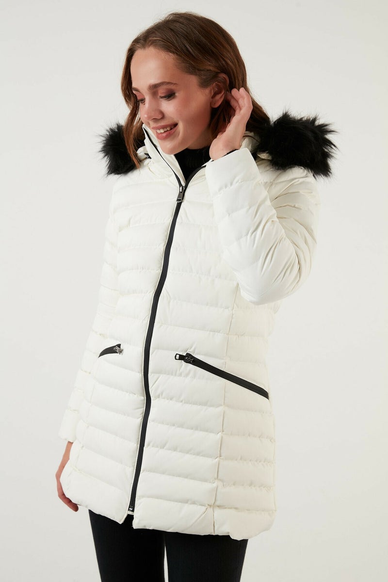 Lela Collar Faux Fur Removable Hooded Puffer Coat Women's Coat 497KYLIE21  - Image 2