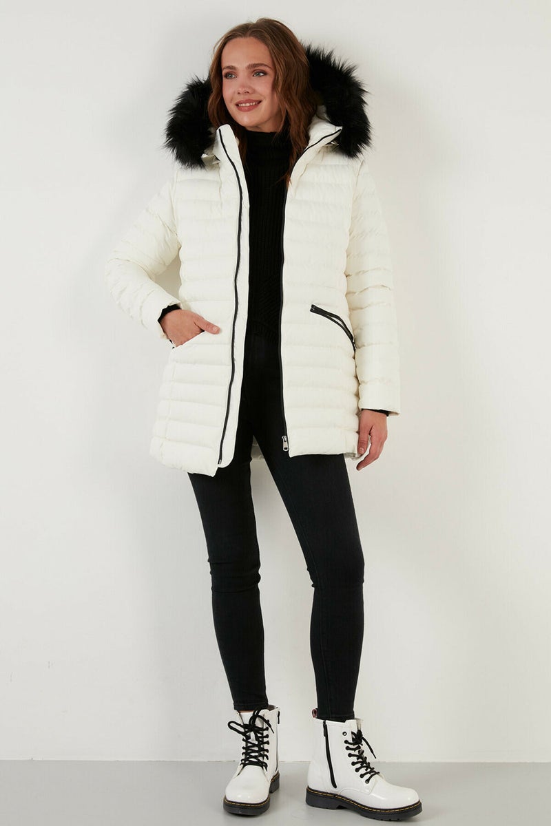 Lela Collar Faux Fur Removable Hooded Puffer Coat Women's Coat 497KYLIE21  - Image 4