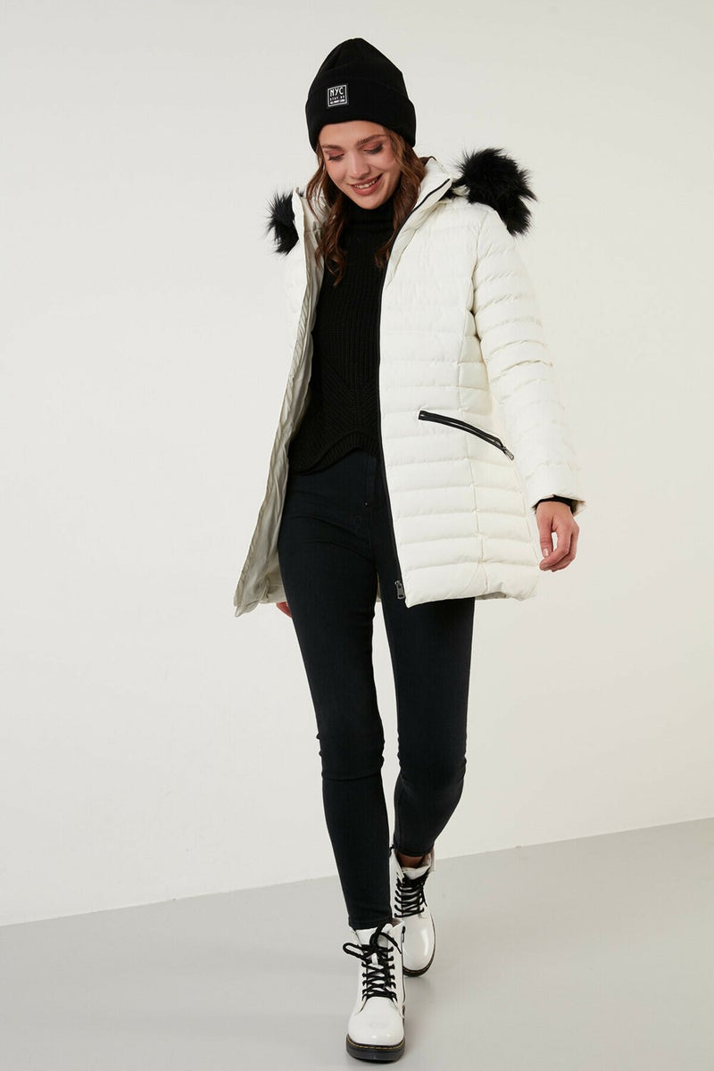 Lela Collar Faux Fur Removable Hooded Puffer Coat Women's Coat 497KYLIE21  - Image 5