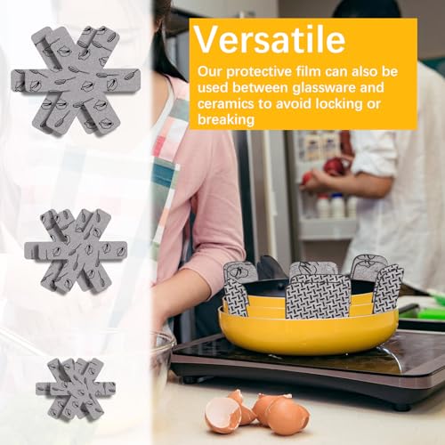 Anpuimult Pan Protectors for Stacking,Set of 12 and 3 Different Size,pan separators Protectors,Cookware Protector Set,Pot Protectors Stacking，Pot Pads Anti-Slip to Avoid Scratching or Marring When Stacking - Image 4