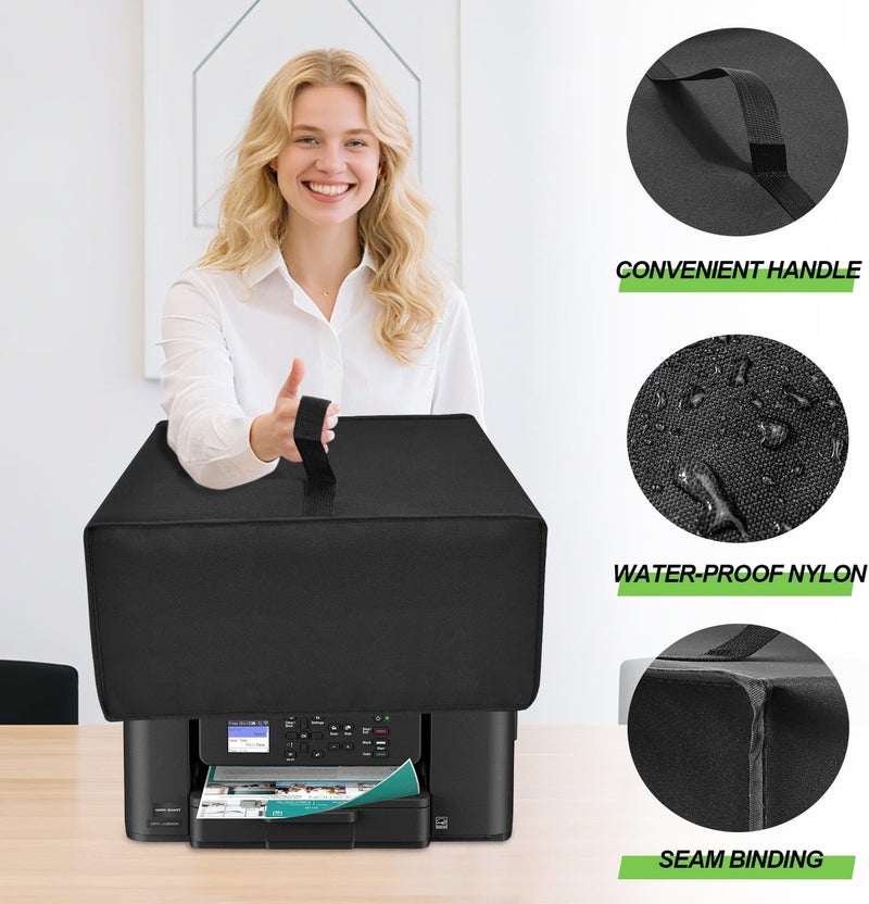 NUENSS-ROR غطاء طابعة متوافق مع طابعة Brother Work Smart MFC-J1360DW/MFC-J1010DW اللاسلكية الملونة بنفث الحبر، غطاء واقي للطابعة ثقيل الوزن ومقاوم للماء والغبار والكهرباء الساكنة (أسود) - Image 3