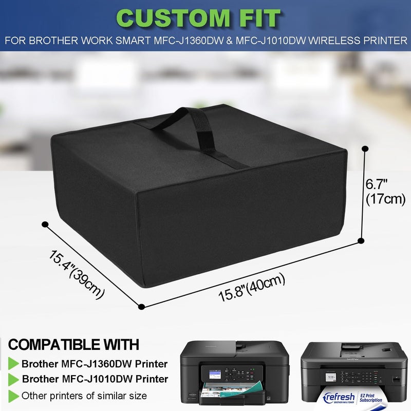 NUENSS-ROR غطاء طابعة متوافق مع طابعة Brother Work Smart MFC-J1360DW/MFC-J1010DW اللاسلكية الملونة بنفث الحبر، غطاء واقي للطابعة ثقيل الوزن ومقاوم للماء والغبار والكهرباء الساكنة (أسود) - Image 2