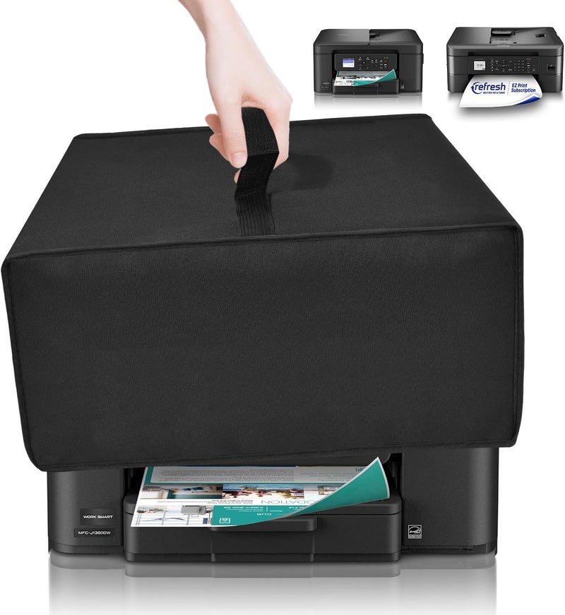 NUENSS-ROR غطاء طابعة متوافق مع طابعة Brother Work Smart MFC-J1360DW/MFC-J1010DW اللاسلكية الملونة بنفث الحبر، غطاء واقي للطابعة ثقيل الوزن ومقاوم للماء والغبار والكهرباء الساكنة (أسود) - Image 1
