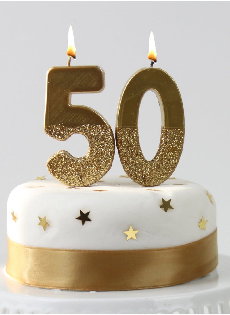 Talking Tables Talking Tables 5 Number Birthday Candles, Candle for Cake Decoration, Candle for Birthday Cake Topper, Anniversary Cake Number Candle. Candle stick for special occasions such as birthdays and Anniversaries (5 Number Candle, Gold Glitter Dipped Candle)  - Image 3