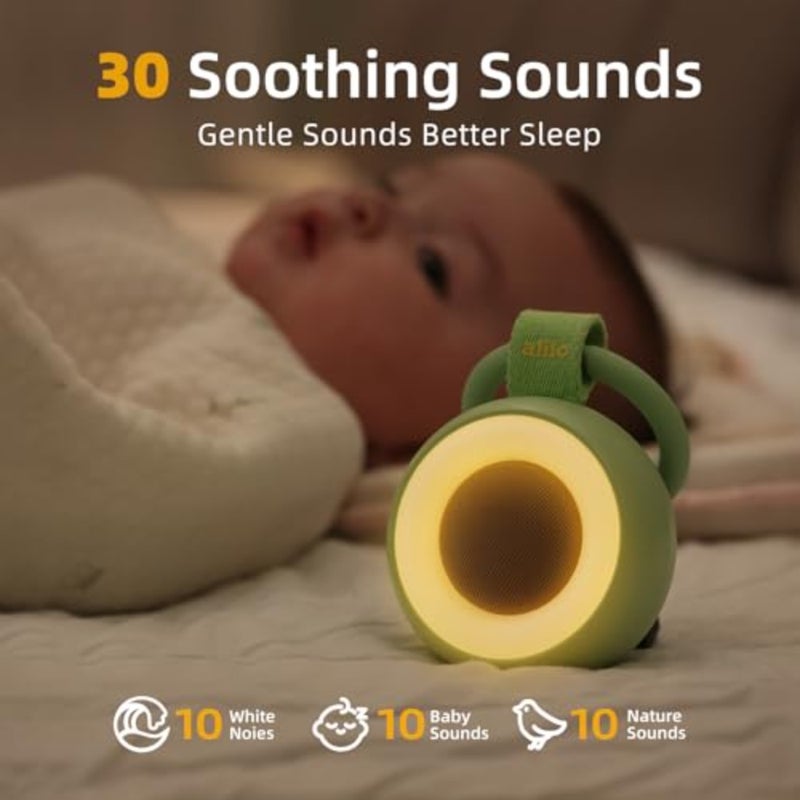 alilo Pocket Soother Portable Baby Sound Machine with Night Light, 30 Soothing Sounds White Noise, Travel Sleep Aid with Timer Memory, Newborn Gift Avocado - Image 3