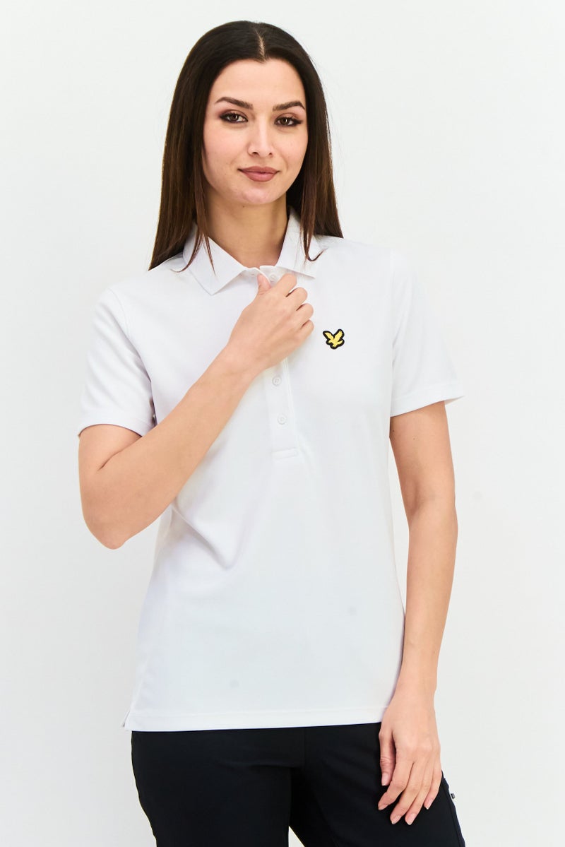Lyle & Scott Women Regular Fit Brand Logo Short Sleeves Polo Shirt, White  - Image 1