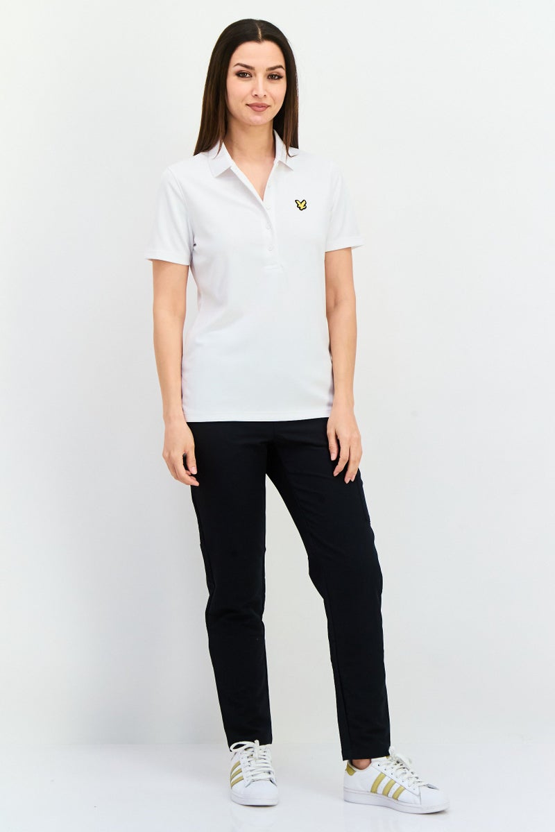 Lyle & Scott Women Regular Fit Brand Logo Short Sleeves Polo Shirt, White  - Image 4