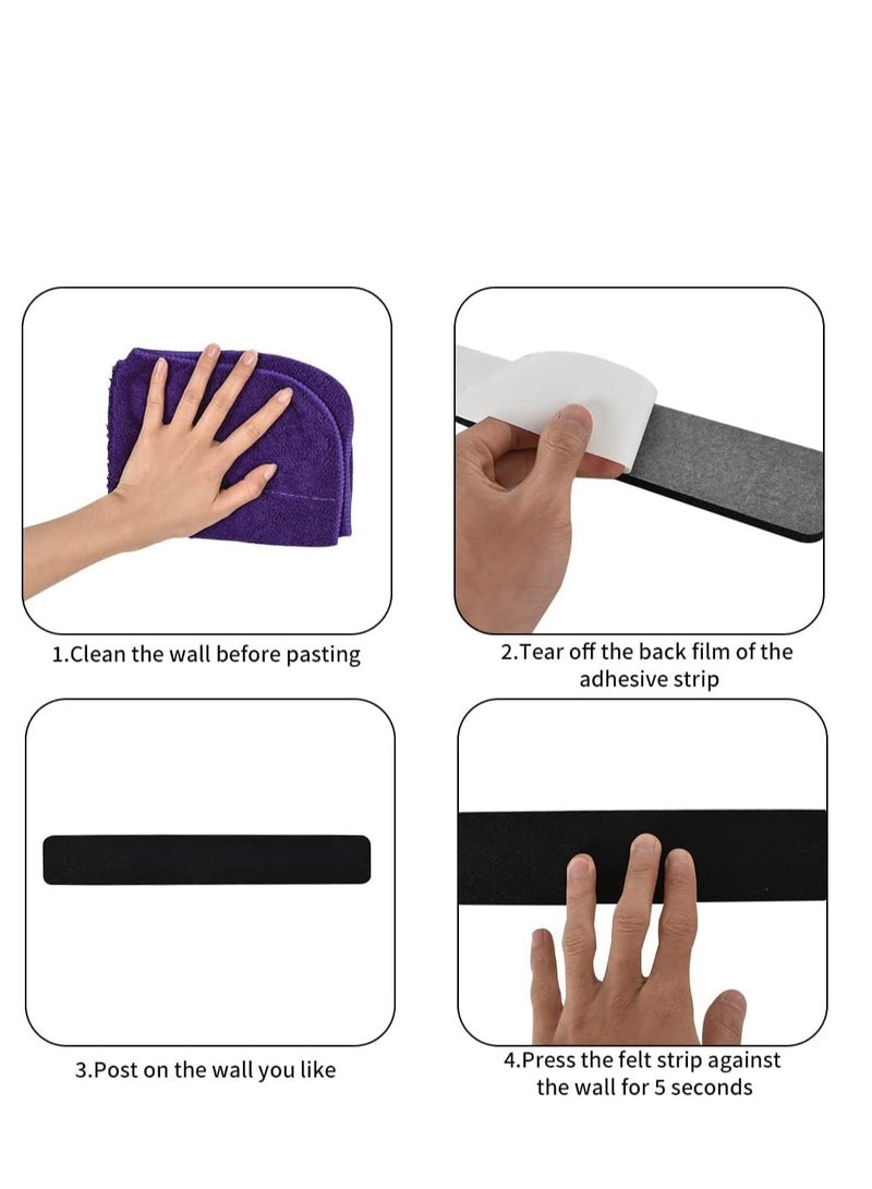 8Pcs Black White Grey Cork Board Bar Strips with 50 Pushpins  Sticky Notes, Self-Adhesive Bulletin Board Strips No Damage for Wall, Felt Pin Board for Paste Notes, Photos, Office Decor - Image 5