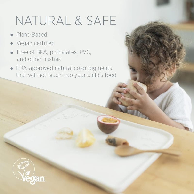 HEVEA Natural Rubber Kids Placemat  Alternative to Silicone and Plastic with Upcycled Material Safe for Children with Fun Animal Designs and Practical Features Blue - Image 3