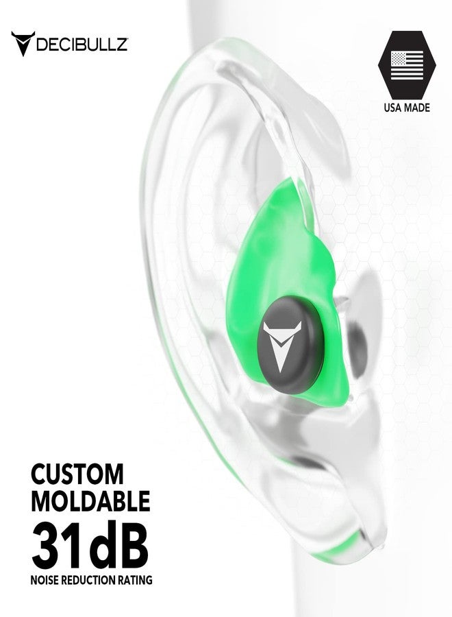 Decibullz - Custom Molded Earplugs, 31dB Highest NRR, Comfortable Hearing Protection for Shooting, Travel, Swimming, Work and Concerts (Green) - Image 4