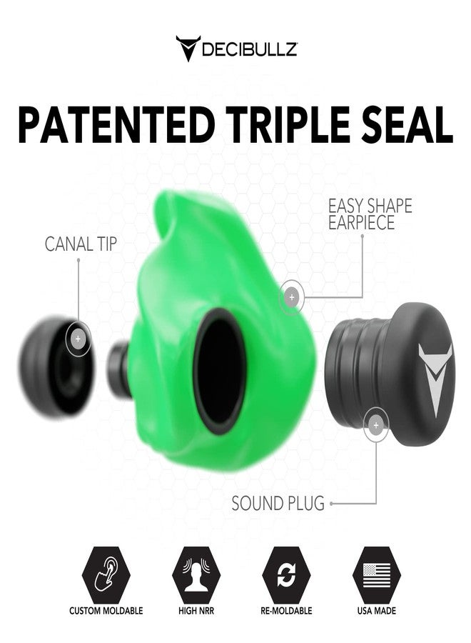 Decibullz - Custom Molded Earplugs, 31dB Highest NRR, Comfortable Hearing Protection for Shooting, Travel, Swimming, Work and Concerts (Green) - Image 3