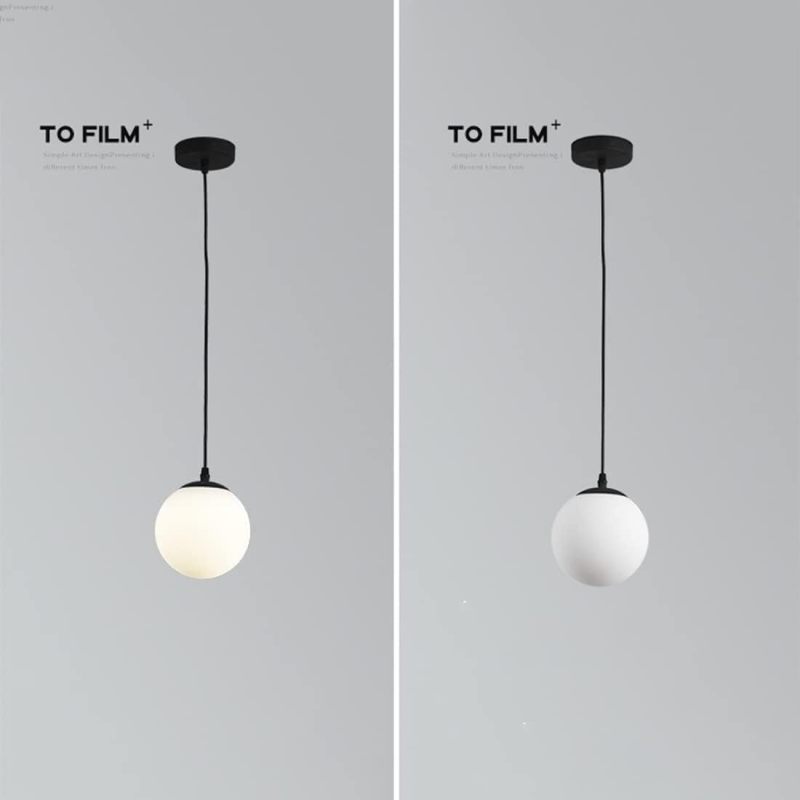 Retro Nordic style matte white glass ball chandelier with led three-color variable light bulb (black and white) - Image 5
