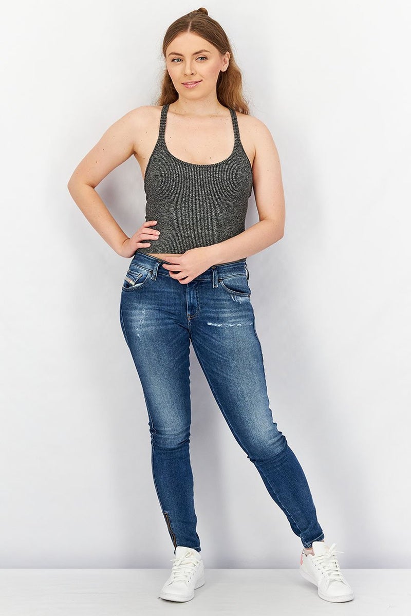 DIESEL Women Slandy Super Skinny Stretchable Denim Jeans, Blue - Image 4