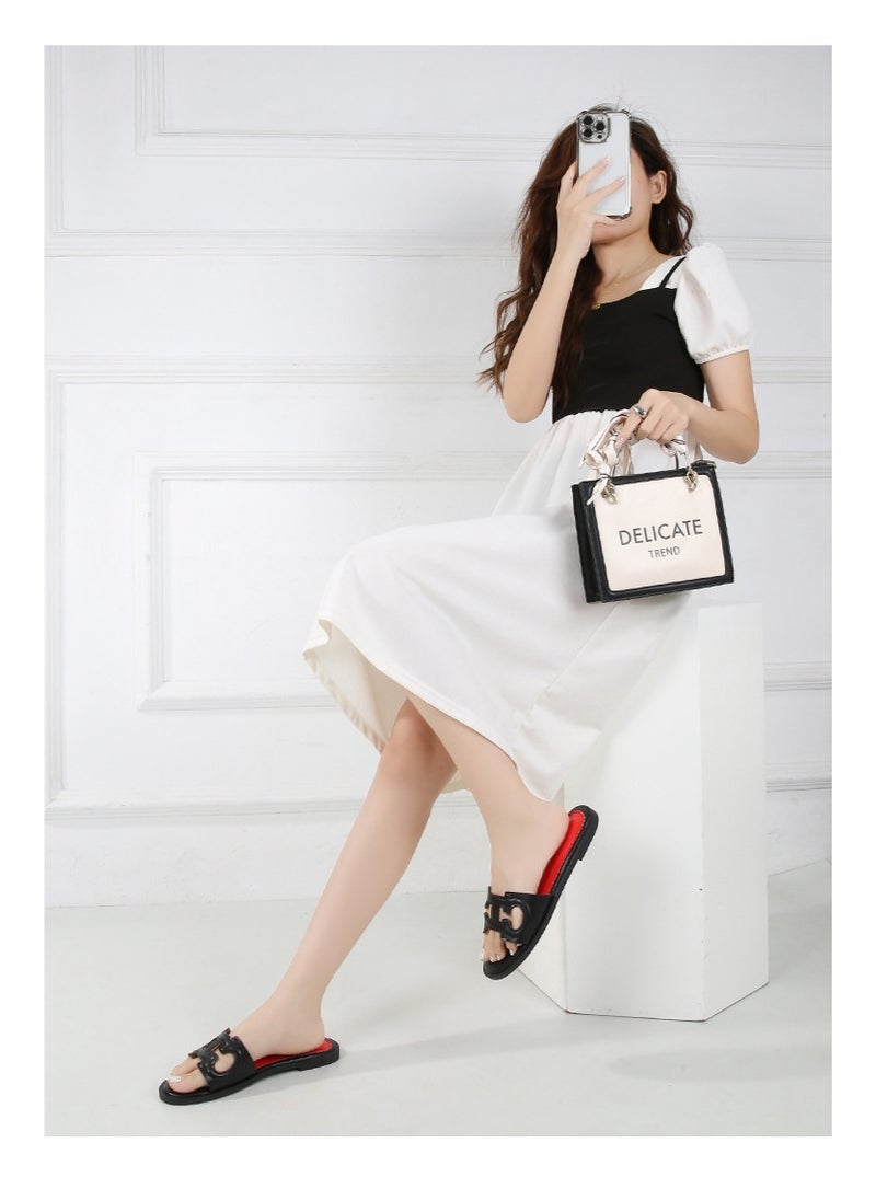 NIBEMINENT Women's Sandals  Summer Retro Slippers  Low Heel Leather Casual Open Toe Outdoor Slippers Beach Shoes  - Image 4