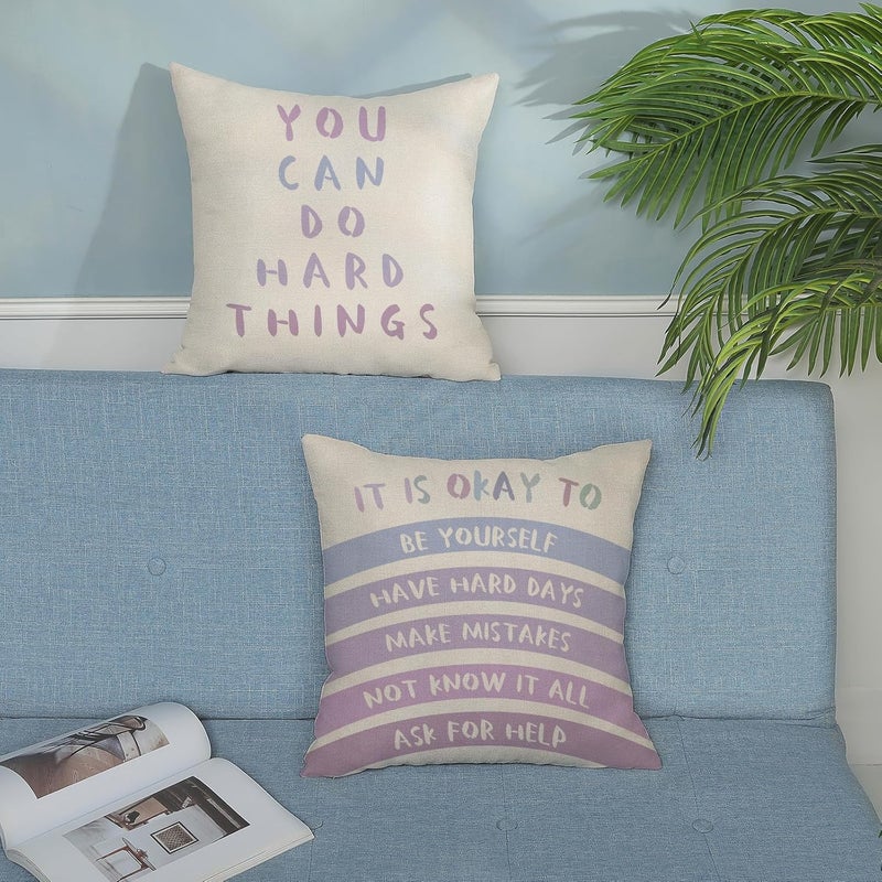 GOLIANDA Rainbow Classroom Pillow Covers 18x18 Set of 2 Boho Preppy Purple Throw Pillows Aesthetic Inspirational Quotes Pillowcase Summer Outdoor Decorations Girl Kids Cushion Case for Bed Room Decor - Image 3