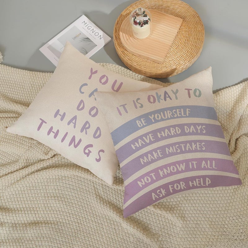 GOLIANDA Rainbow Classroom Pillow Covers 18x18 Set of 2 Boho Preppy Purple Throw Pillows Aesthetic Inspirational Quotes Pillowcase Summer Outdoor Decorations Girl Kids Cushion Case for Bed Room Decor - Image 5