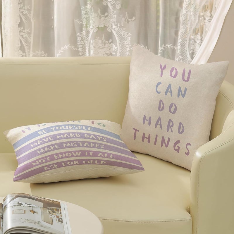 GOLIANDA Rainbow Classroom Pillow Covers 18x18 Set of 2 Boho Preppy Purple Throw Pillows Aesthetic Inspirational Quotes Pillowcase Summer Outdoor Decorations Girl Kids Cushion Case for Bed Room Decor - Image 4