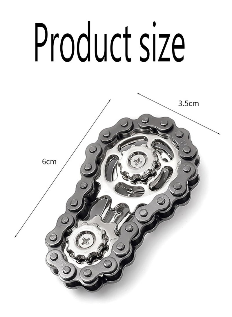 مكعب تروس سلسلة الدراجة الحسية المعدنية، لعبة مبتكرة لتخفيف التوتر، لعبة دوارة يدوية للإصبع - Image 2