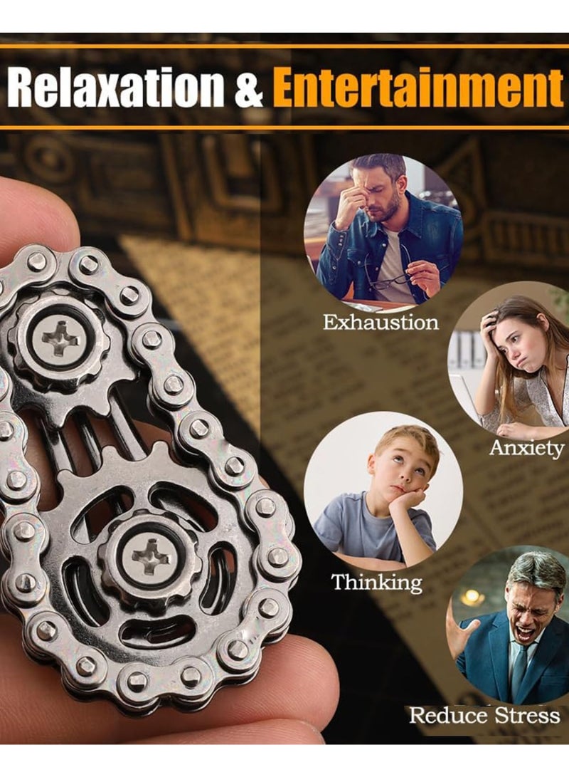 مكعب تروس سلسلة الدراجة الحسية المعدنية، لعبة مبتكرة لتخفيف التوتر، لعبة دوارة يدوية للإصبع - Image 3