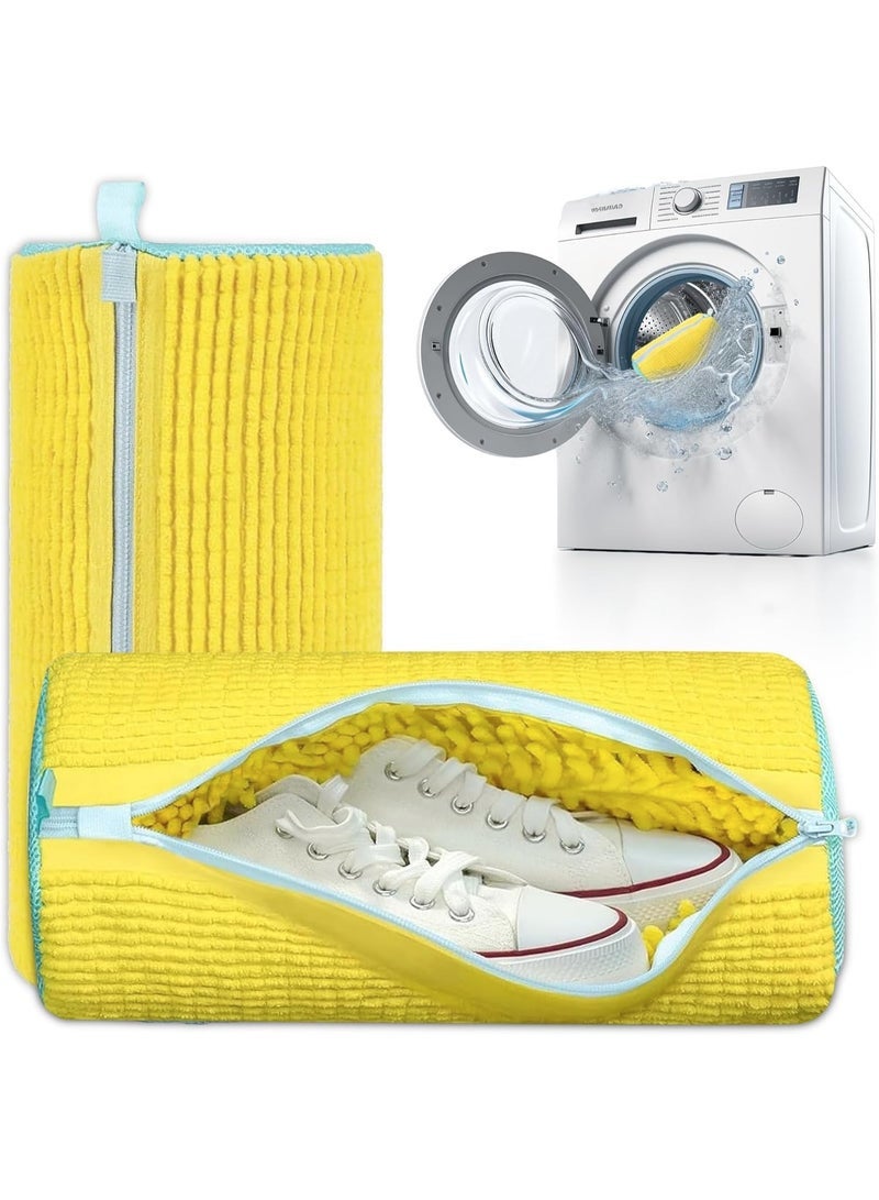 Shoe Washer Bag - 1 Piece - Reusable Shoe Bag for Washer and Dryer - 360 Degree Rolling Shoe Washing Bag for Sneakers and Delicate Shoes, Yellow, Shoe Washer Bag