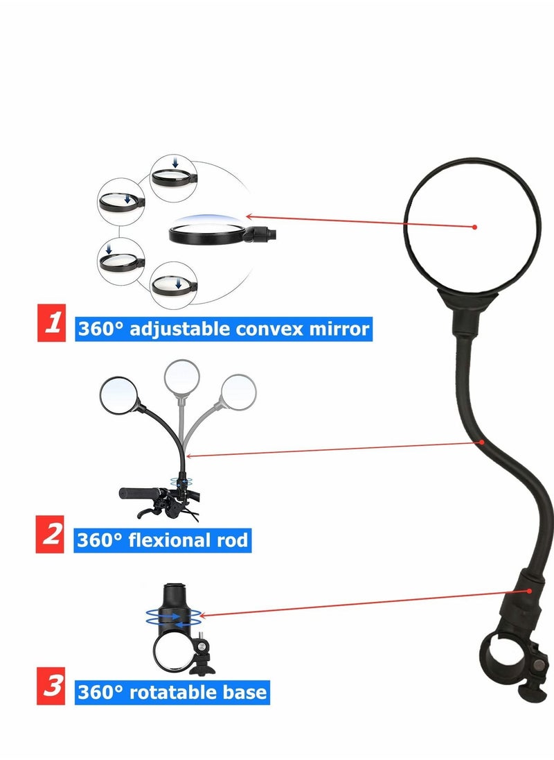 Y&D - Bike Mirror 2 Pack, Adjustable Mirrors Handlebar Rearview Mirror, Acrylic Convex Round Rear View for Handlebars Mount, Bicycle For E-bike Scooter - Image 1
