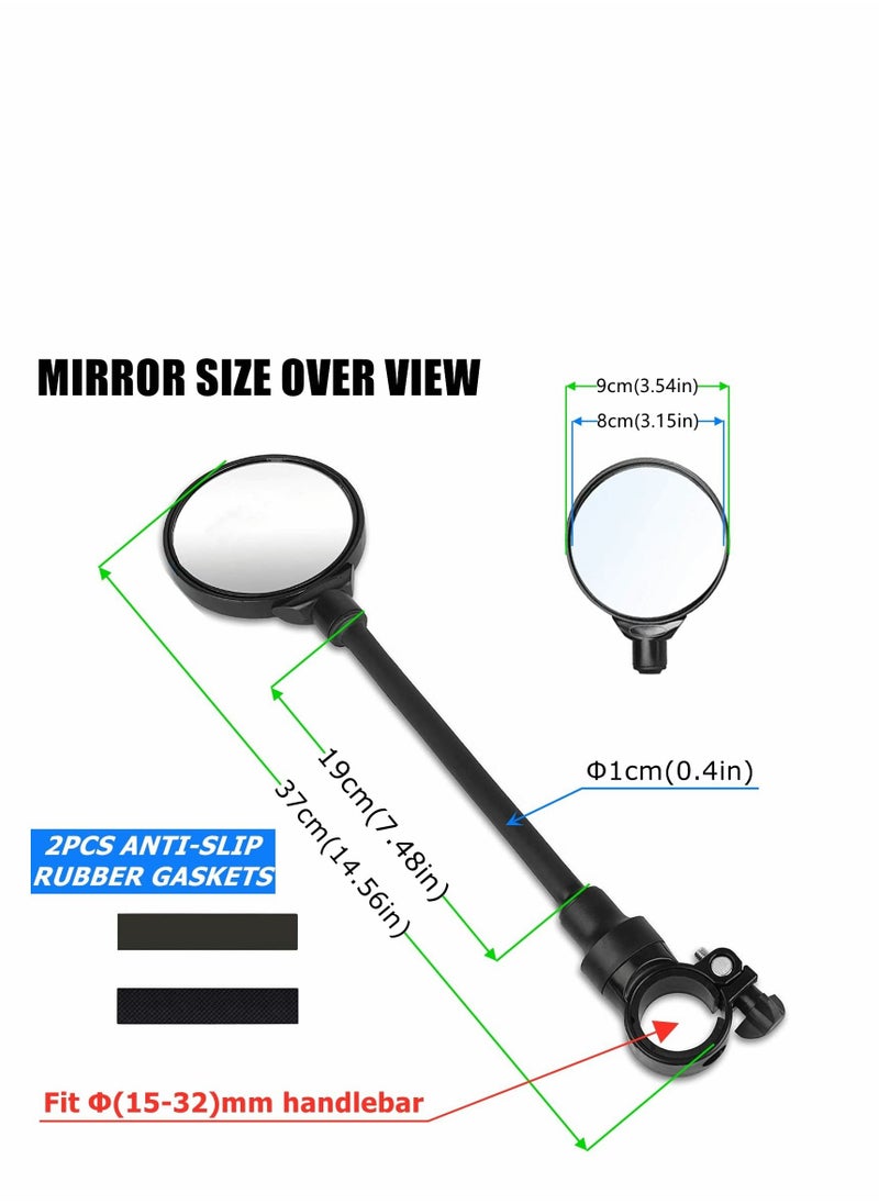Y&D - Bike Mirror 2 Pack, Adjustable Mirrors Handlebar Rearview Mirror, Acrylic Convex Round Rear View for Handlebars Mount, Bicycle For E-bike Scooter - Image 1