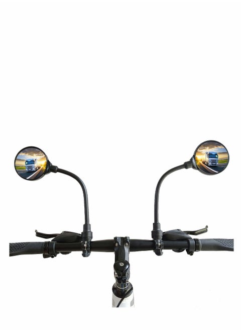 Bike Mirror 2 Pack, Adjustable Mirrors Handlebar Rearview Mirror, Acrylic Convex Round Rear View for Handlebars Mount, Bicycle For E-bike Scooter