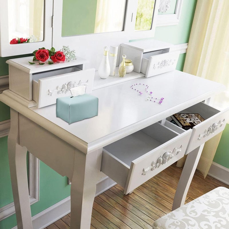 Livelab Tissue Box Cover, Modern Decorative PU Leather Rectangular Tissue Box Case Organizer Holder for Vanity Countertop, Night Stands, Livingroom, Office Desk & Car 9.5X5X5'' | Tiffany Blue - Image 3