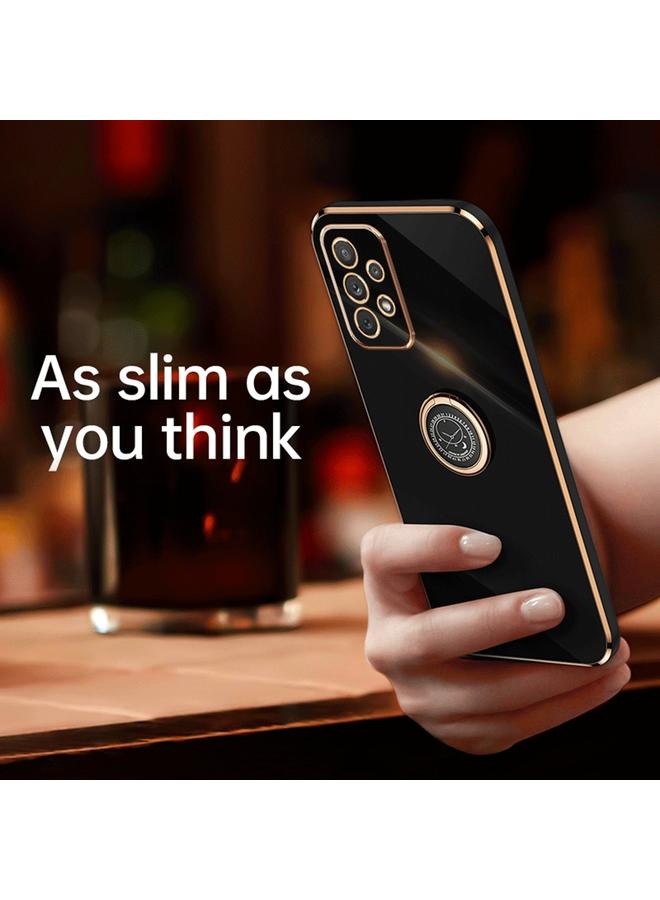 S-TOP Case For Samsung Galaxy A73 5G XINLI Straight Edge 6D Electroplate TPU Phone Case with Ring Holder - Image 2