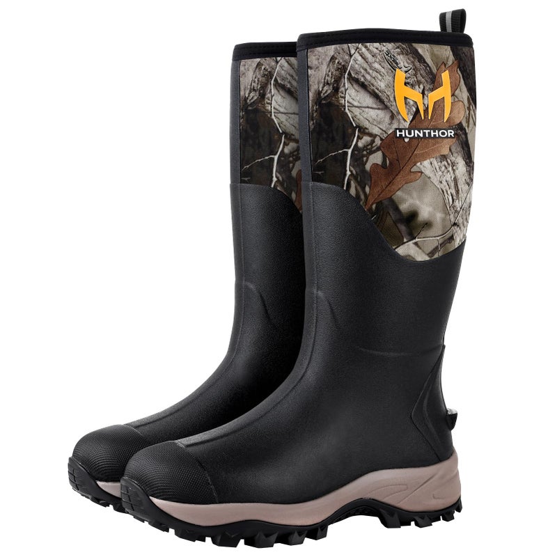 Hunthor Rubber Boots for Women with Steel Shank, Waterproof 6mm Neoprene Rain Boots for Hunting, Outdoor Work Next Camo G2 size 5 - Image 1