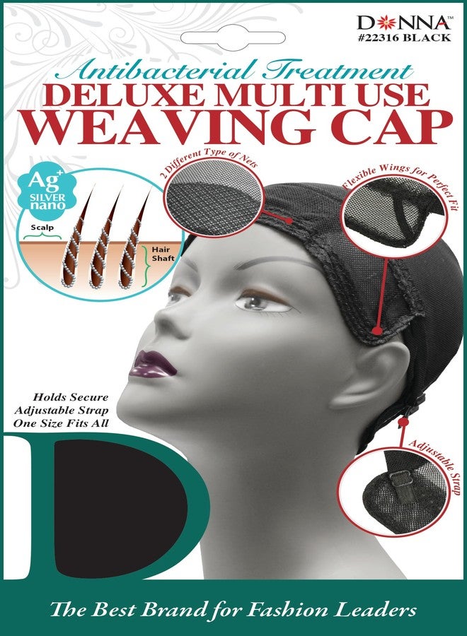 دونا قبعة دونا ديلوكس متعددة الاستخدامات لتركيب وصلات الشعر - تصميم شبكي مرن مع حزام قابل للتعديل، قبعة شبكية محكمة التثبيت لصنع الشعر المستعار ووصلات الشعر - أسود - Image 2