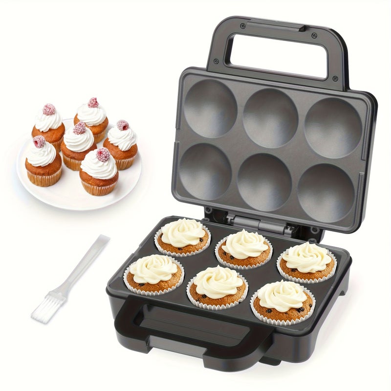 Graphite Electric Cupcake Maker Bakes Six Cupcakes Non Stick Surface Quick Heating - Image 5