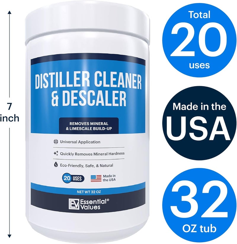Essential Values Citric Acid Powder Cleaning for Water Distillers - Bulk 2 LBS Universal Descaler for Distilling Machines, Kettles & More - Remove Limescale & Mineral Buildup Fast - For Waterwise & Other Brands - Image 3