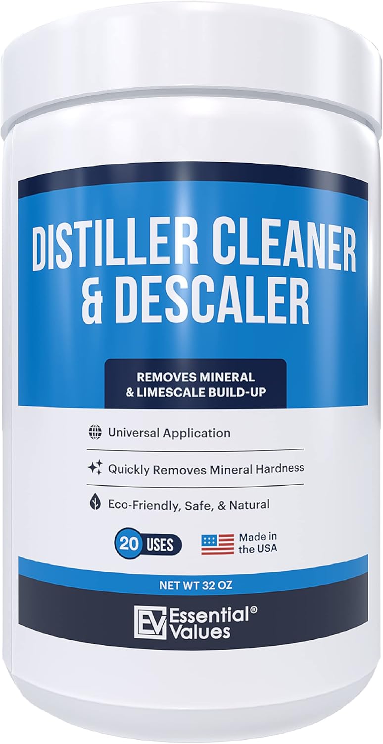 Essential Values Citric Acid Powder Cleaning for Water Distillers - Bulk 2 LBS Universal Descaler for Distilling Machines, Kettles & More - Remove Limescale & Mineral Buildup Fast - For Waterwise & Other Brands - Image 1