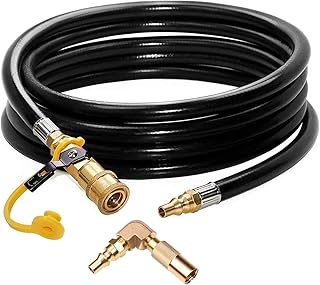 DOZYANT DOZYANT 12ft RV Propane Quick Connect Hose with Elbow Conversion Fitting for Blackstone 17inch and 22inch Table Top  - Image 1